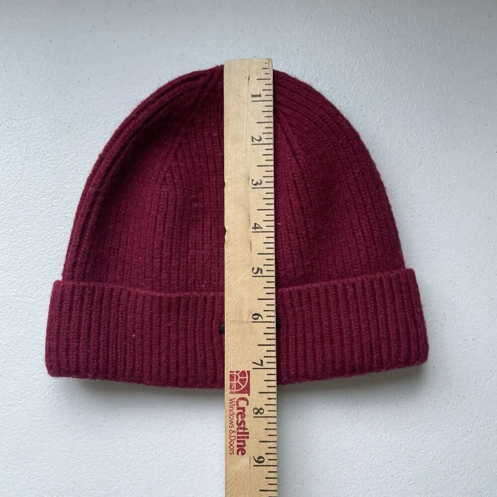 True Religion Knit Beanie Hat Cap Cashmere Lambswool Blend Red Black One Size